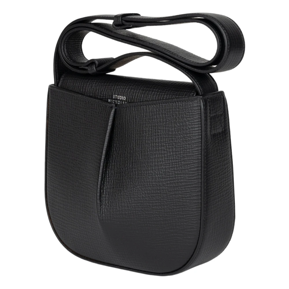 Studio Nicholson Zwarte Geplooide Leren Schoudertas Black Dames