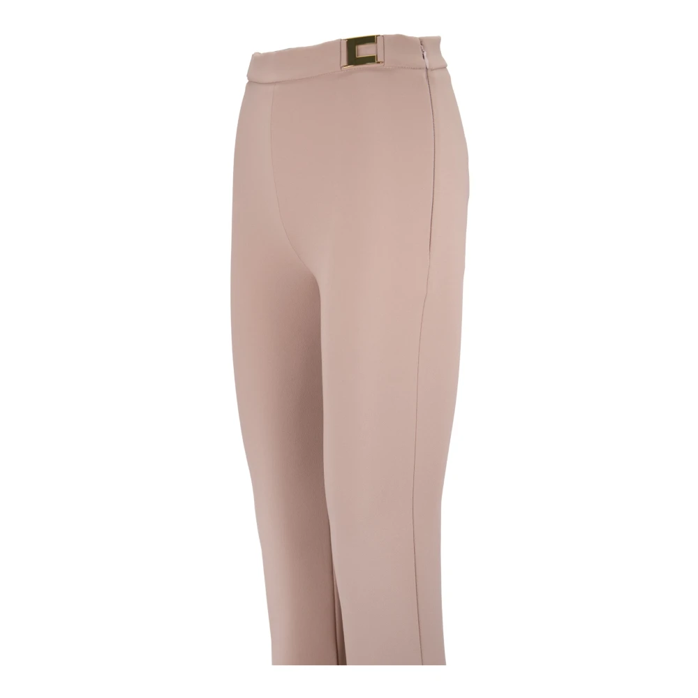 Elisabetta Franchi Gouden Metalen Detail Rits Haak Broek Pink Dames