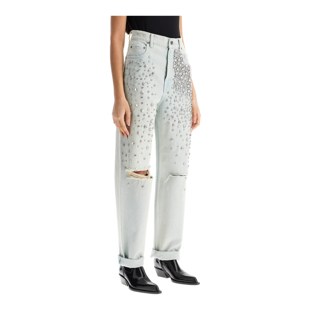 Golden Goose Kristalstenen Hoge Taille Jeans Blue Dames