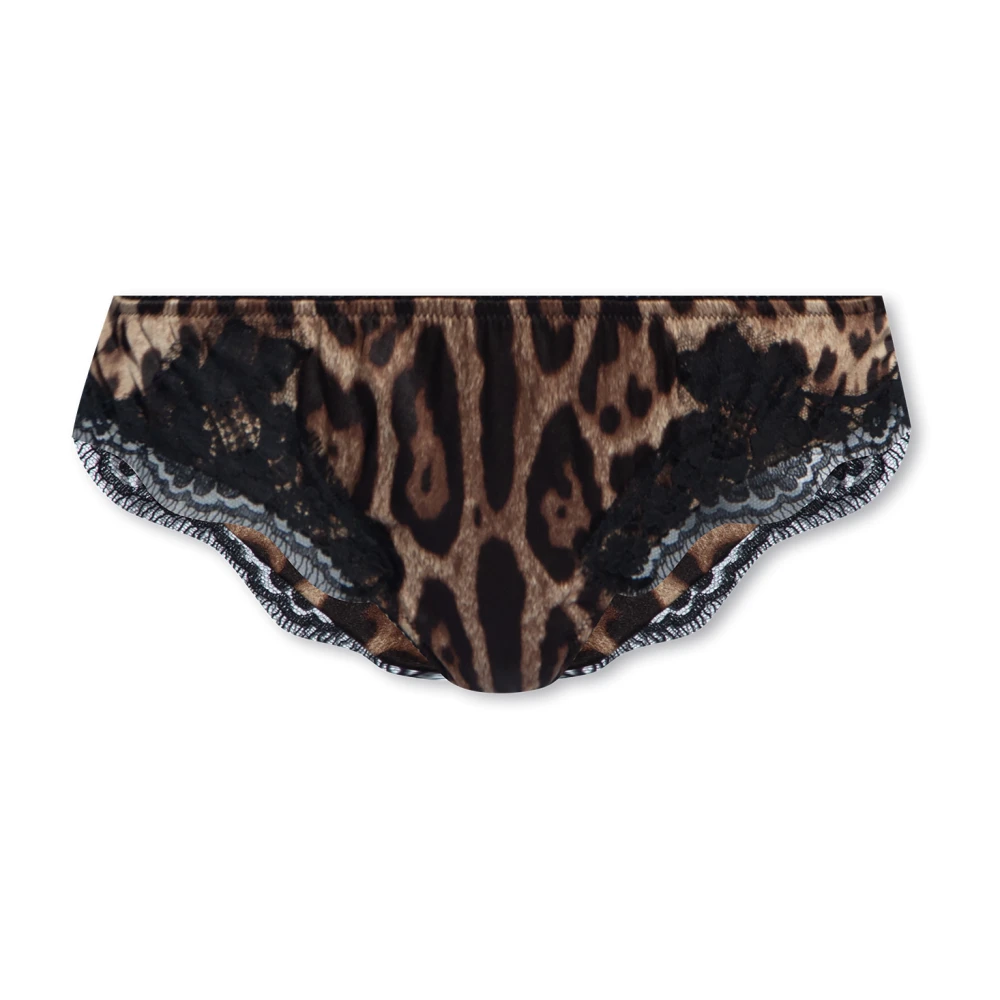 Dolce & Gabbana Kvinders Brun Undertøj, Dame, Brun,, Bomuld, Trusser Med Dyremotiv Lille