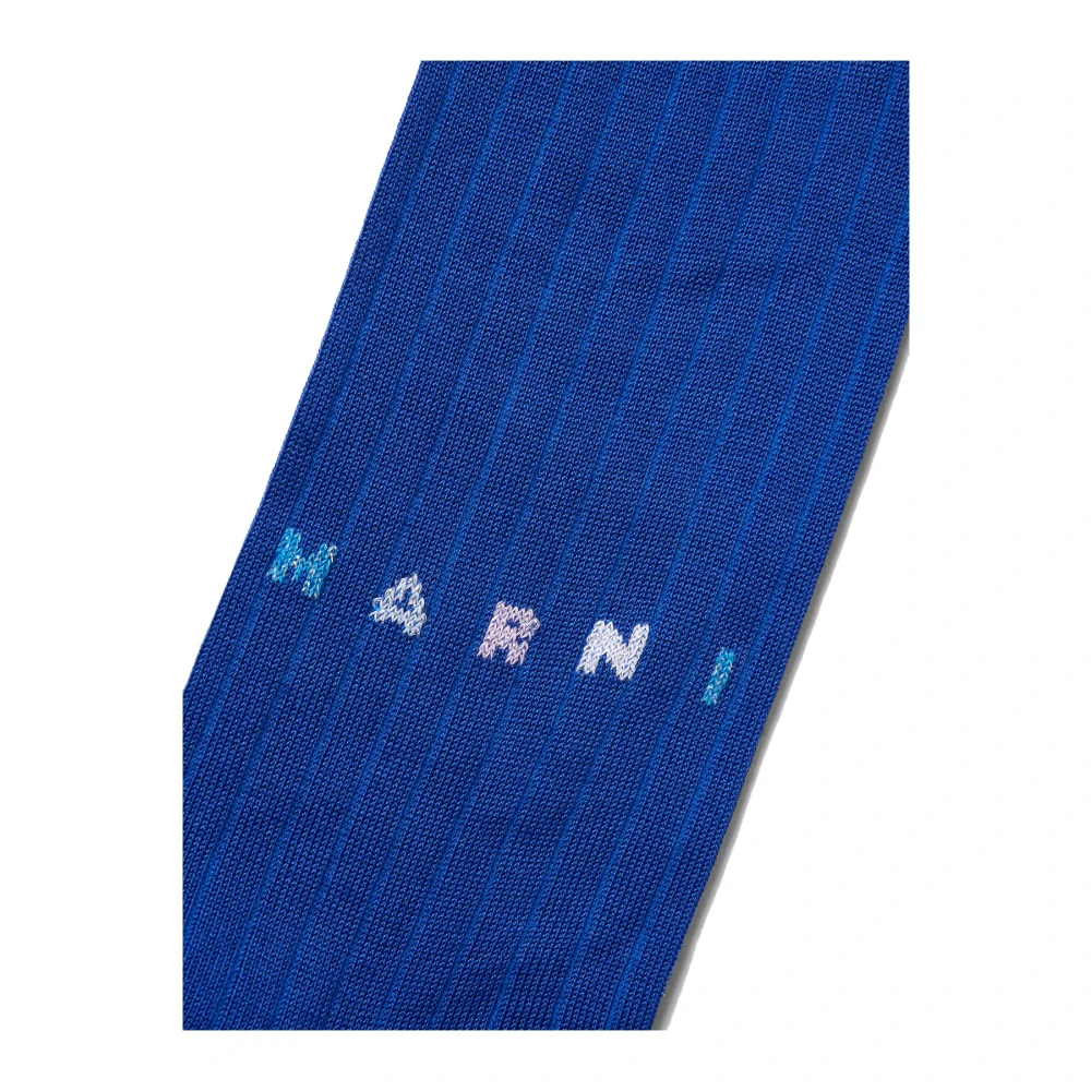 Marni Intarsia Logo Sokken Blue Heren