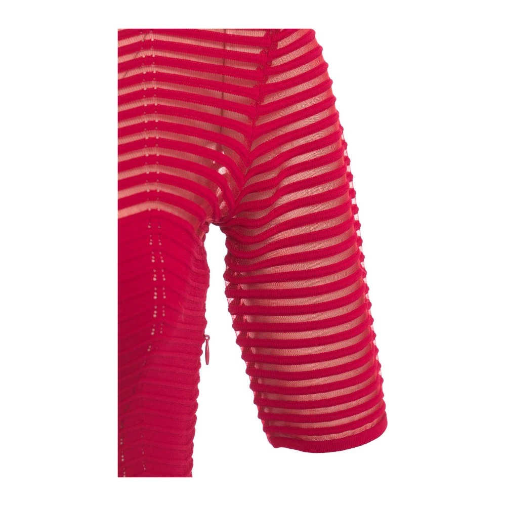 Elisabetta Franchi Rode Gebreide Mini Jurk met Studs Red Dames