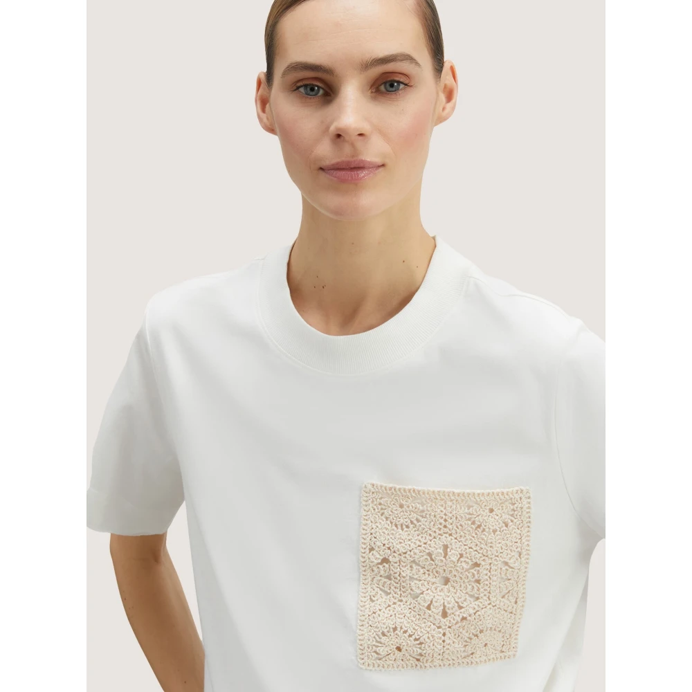Motivi Gehaakte Zak Boxy T-Shirt White Dames