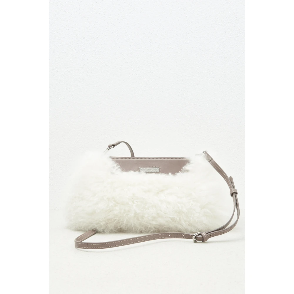 PESERICO Echte bont- en echt leren clutch tas White Dames