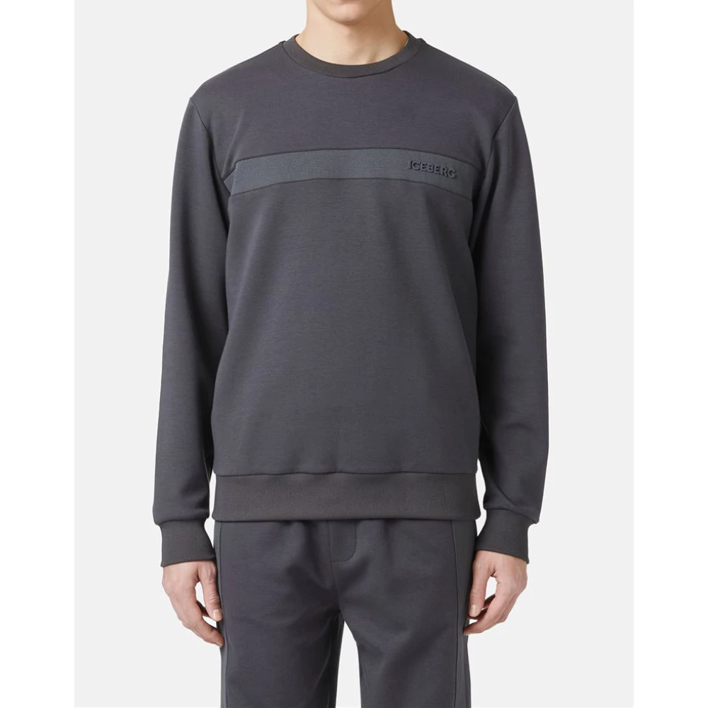 Iceberg Sweatshirt met ronde hals en logo Gray Heren