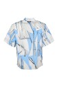chemise-bleue-a-manches-courtes-imprimee