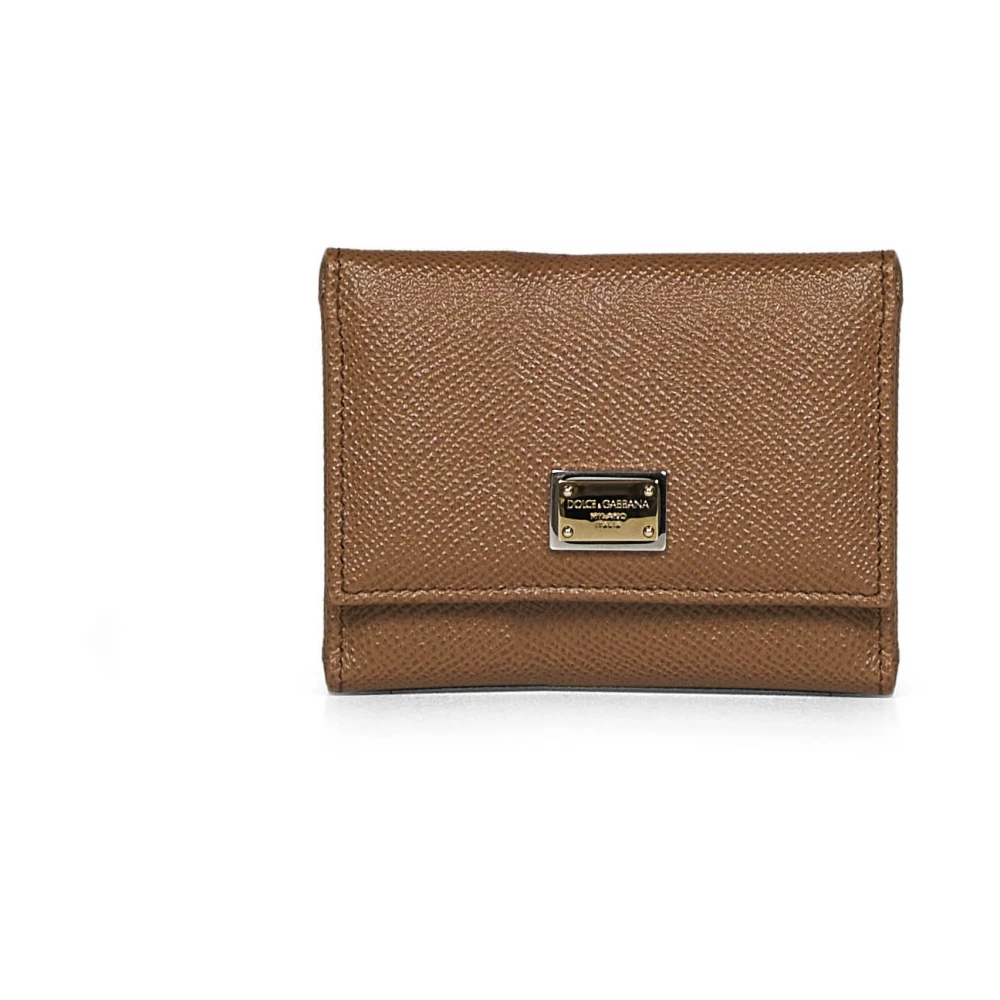 Dolce & Gabbana Women's Brown Dauphine Calfskin French Flap Wallet - Wallets & Cardholders - One Size - Accessories