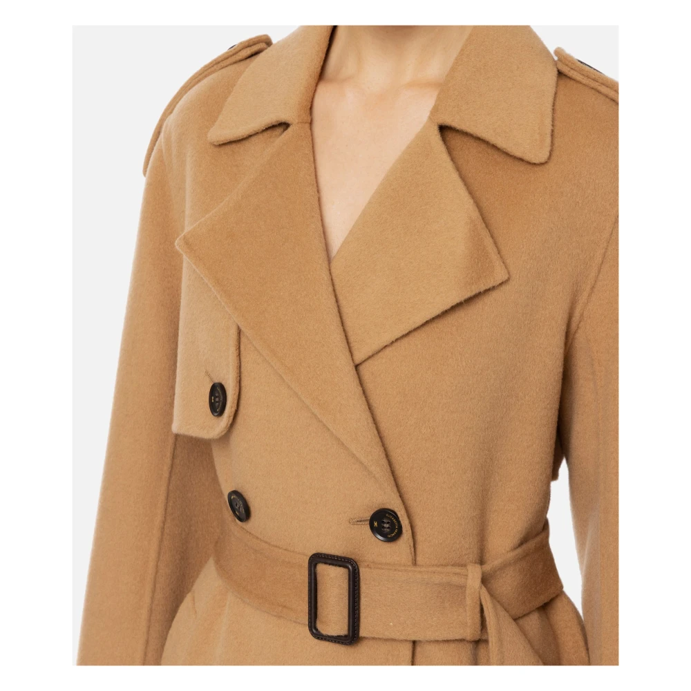 Elisabetta Franchi Wollen Trenchcoat Kameel Brown Dames