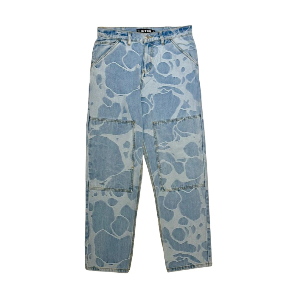 Iuter Marmer Jacquard Knie Pads Denim Jeans Blue Heren