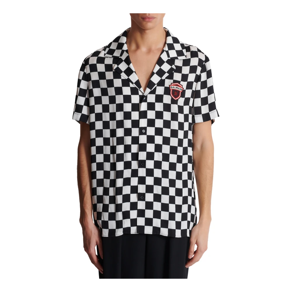 Balmain Satin Racing pyjama shirt Black Heren