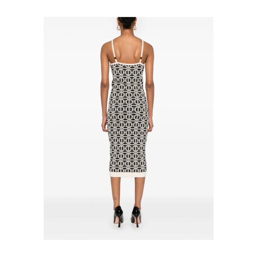 Elisabetta Franchi Elegante Nero E Panna Jurk Aw24 Black Dames
