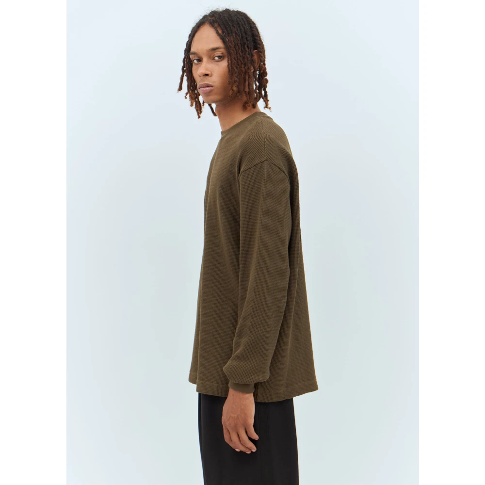 Burberry Katoenen Wafelgebreide Longsleeve Top Brown Heren