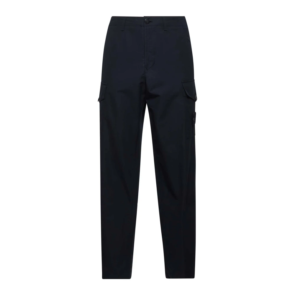 Stone Island Blauwe Cargo Broek Waterdicht Katoenen Canvas Blue Heren