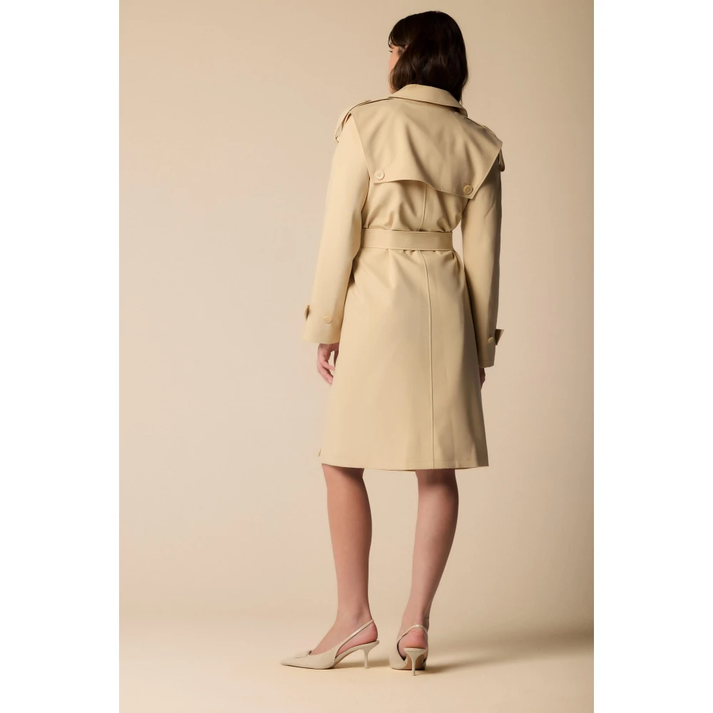 Kocca Dubbelrijige trenchcoat met omgekeerde kraag Brown Dames