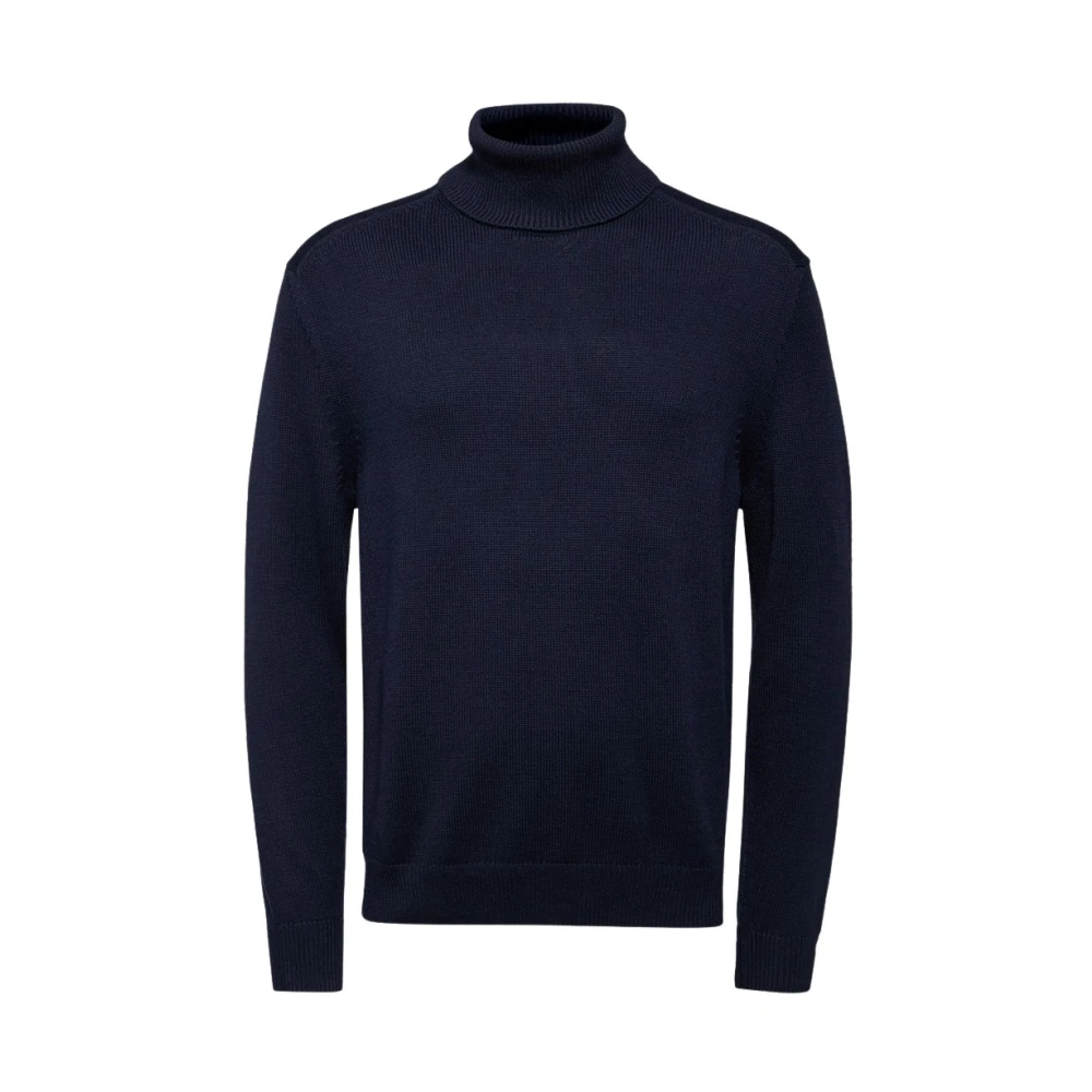 Emporio Armani Blauwe Wolmix Dolcevita Jurk Blue Heren