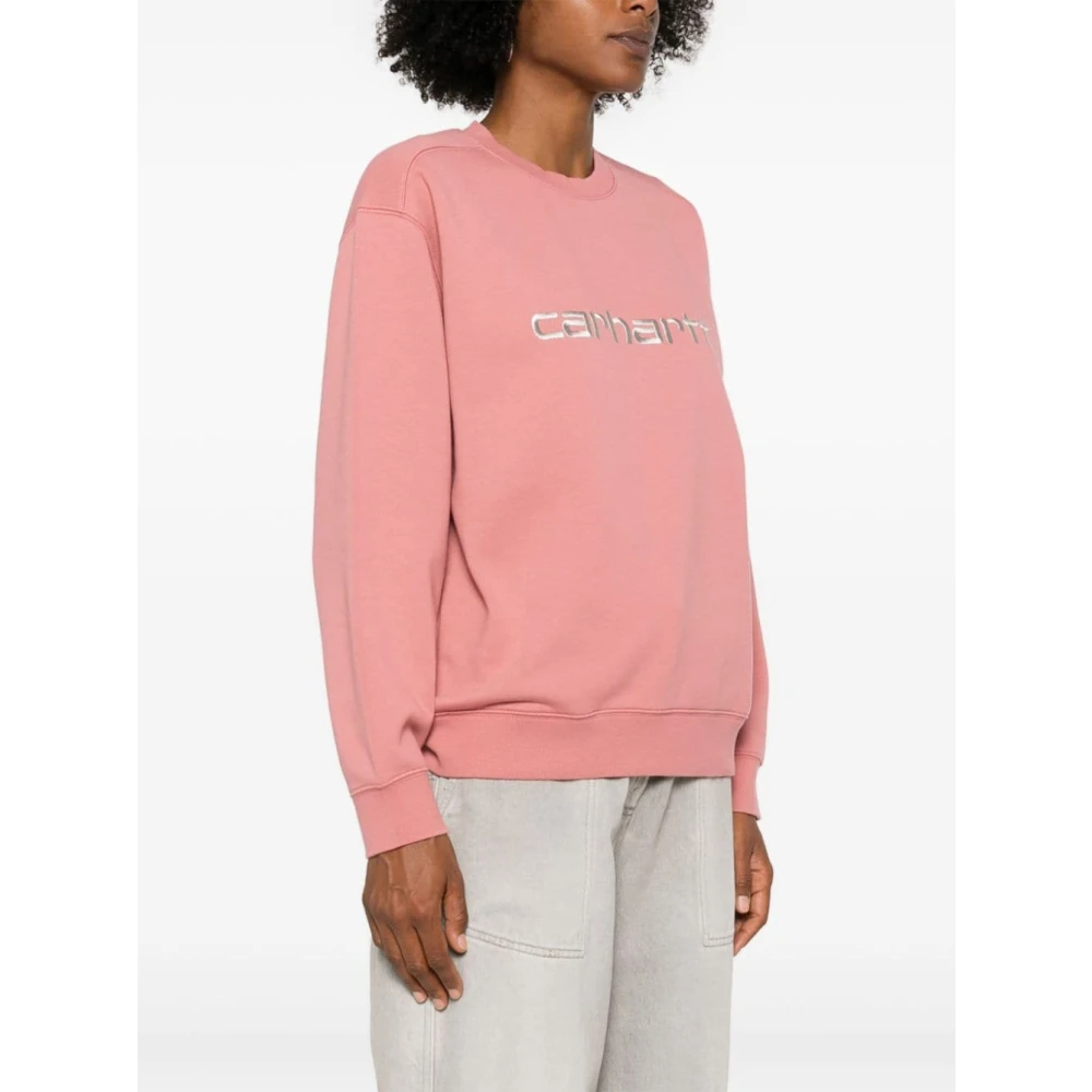 Carhartt WIP Roze Sweater Jersey Geborduurd Logo Pink Dames