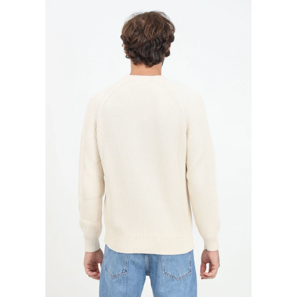 Lacoste Winter Ribtrui Roomwit Beige Heren