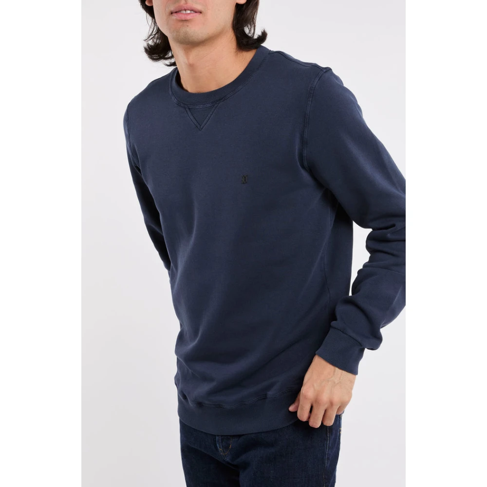 Dondup Blauwe Sweater met Ronde Hals Distressed Blue Heren