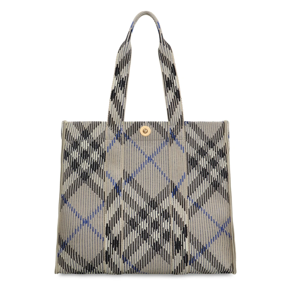 Burberry Check Motif Canvas Tote Bag Gray Dames