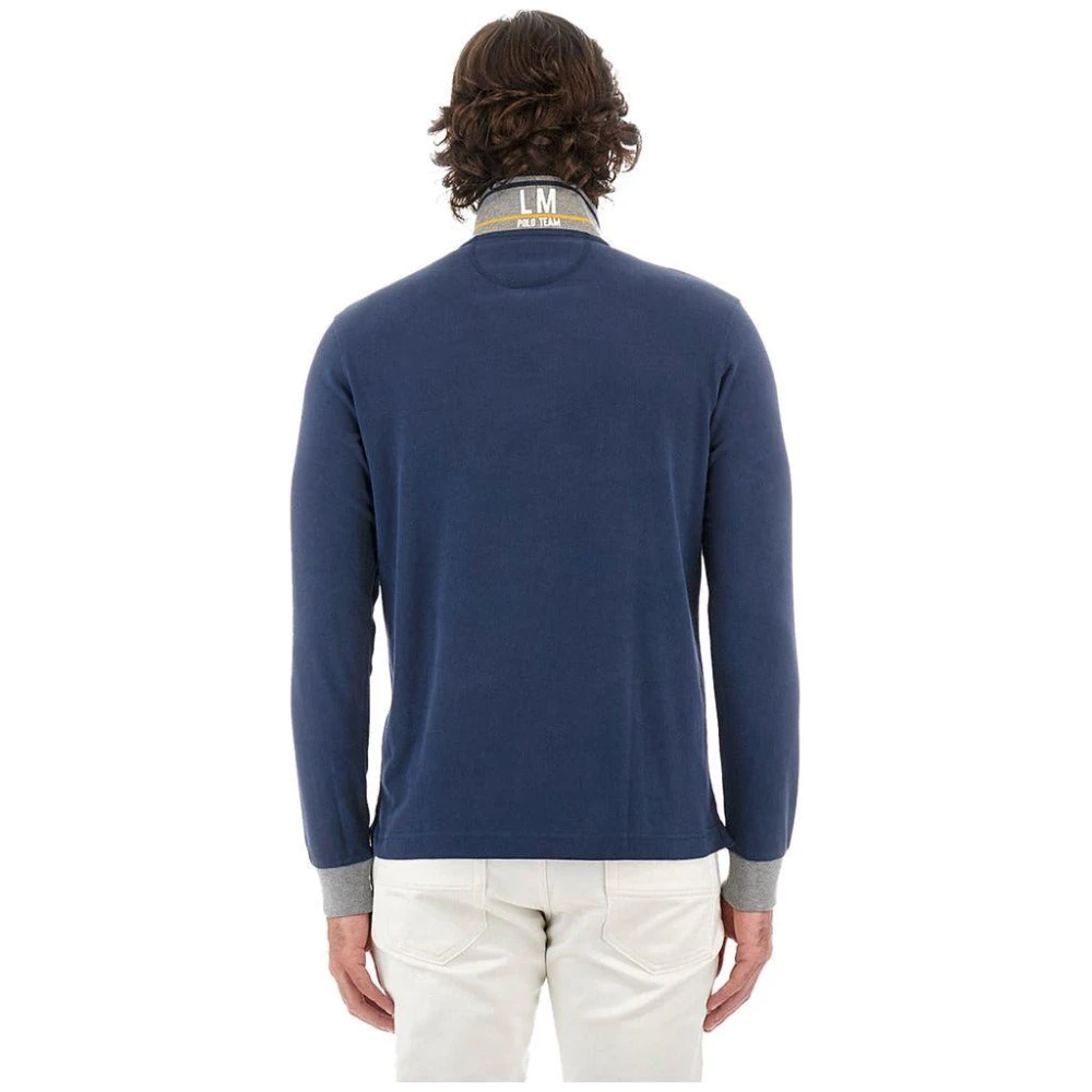 LA MARTINA Blauw poloshirt met lange mouwen Blue Heren