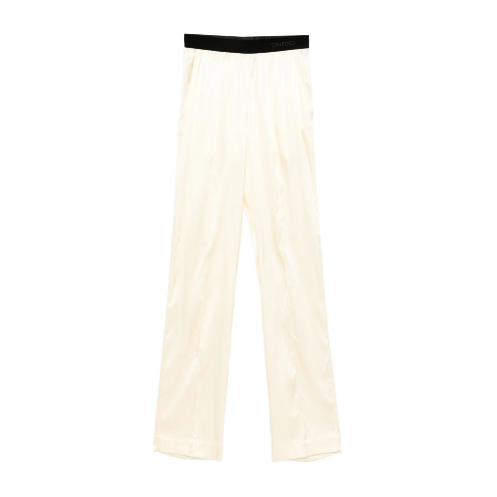 Tom Ford Yellow Stretch Silk Satin Pj Trousers - Female - Straight Trousers - S - Trousers