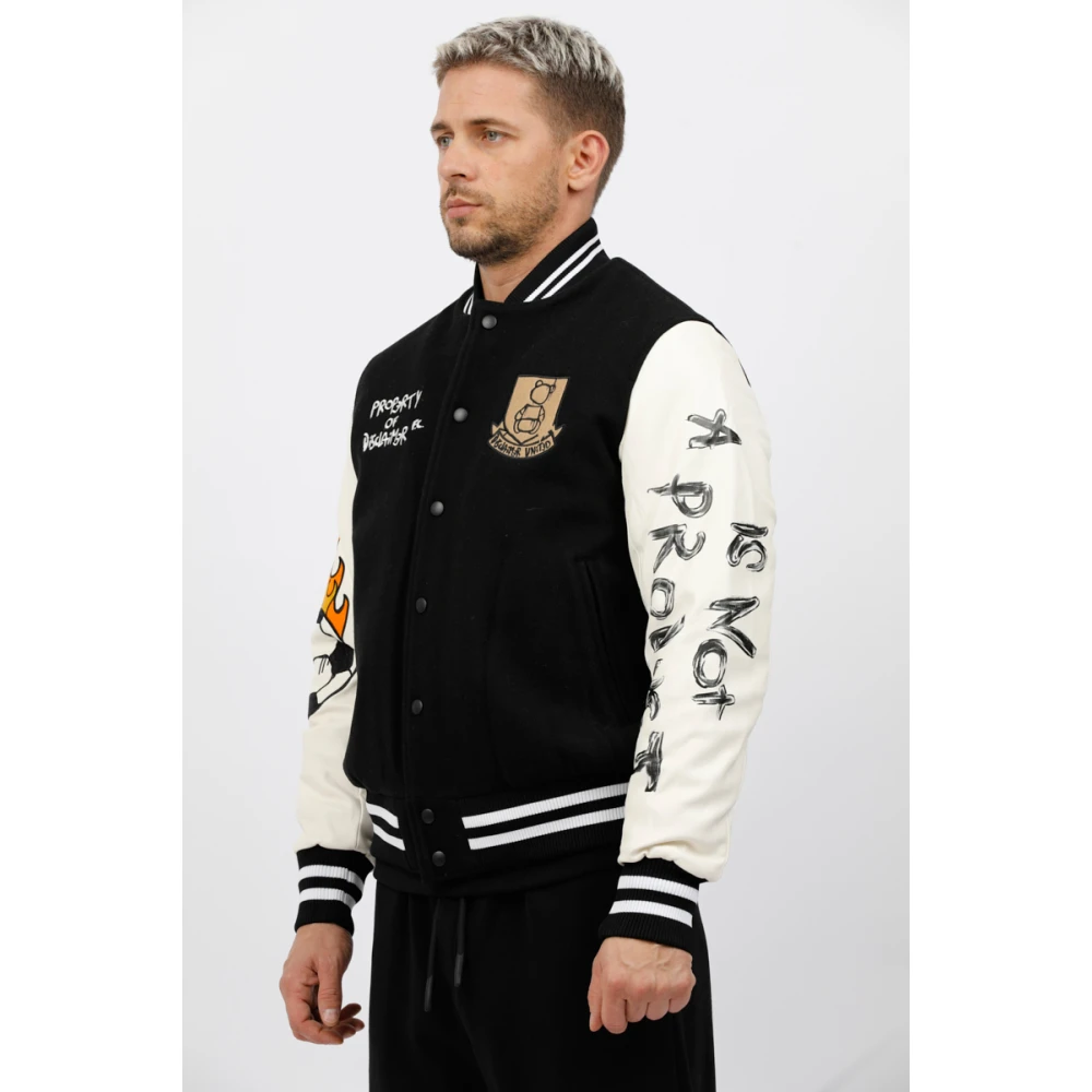 Disclaimer Bomberjack met Patches en Borduursels Black Heren