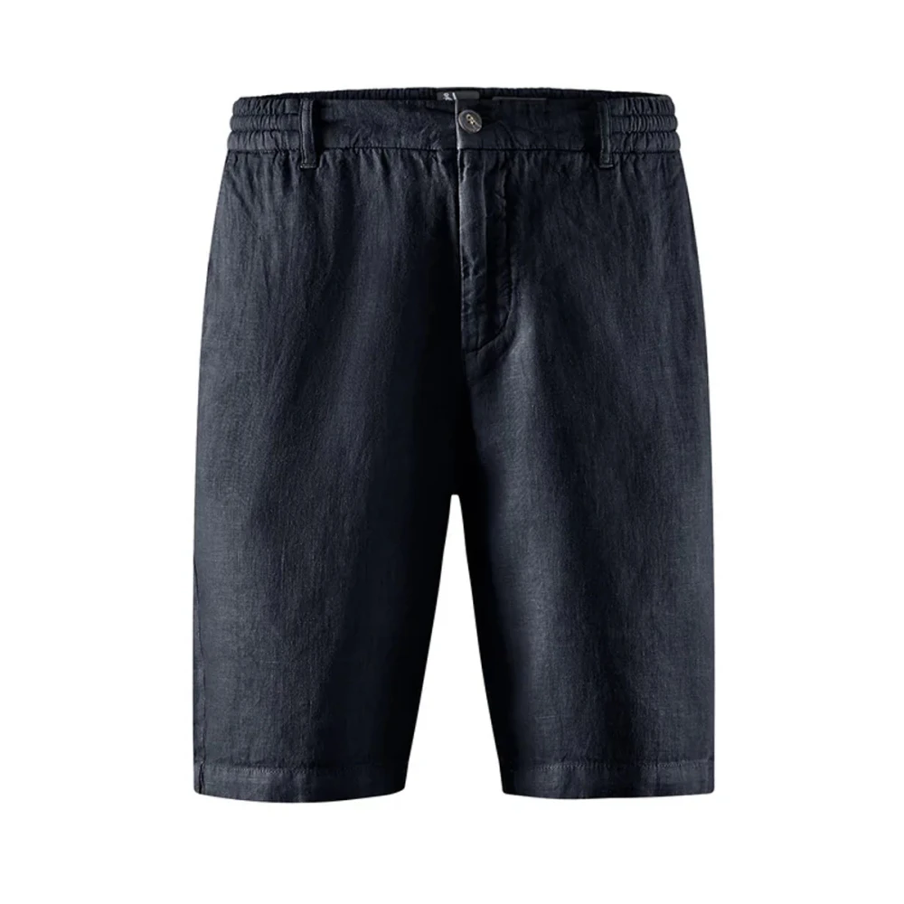 Bomboogie Blue Linen Jogger Bermuda - Male - Casual Shorts - S - Shorts