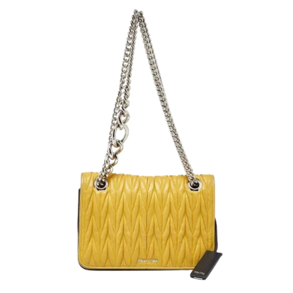 Miu Pre-owned Leather shoulder-bags Yellow Dames