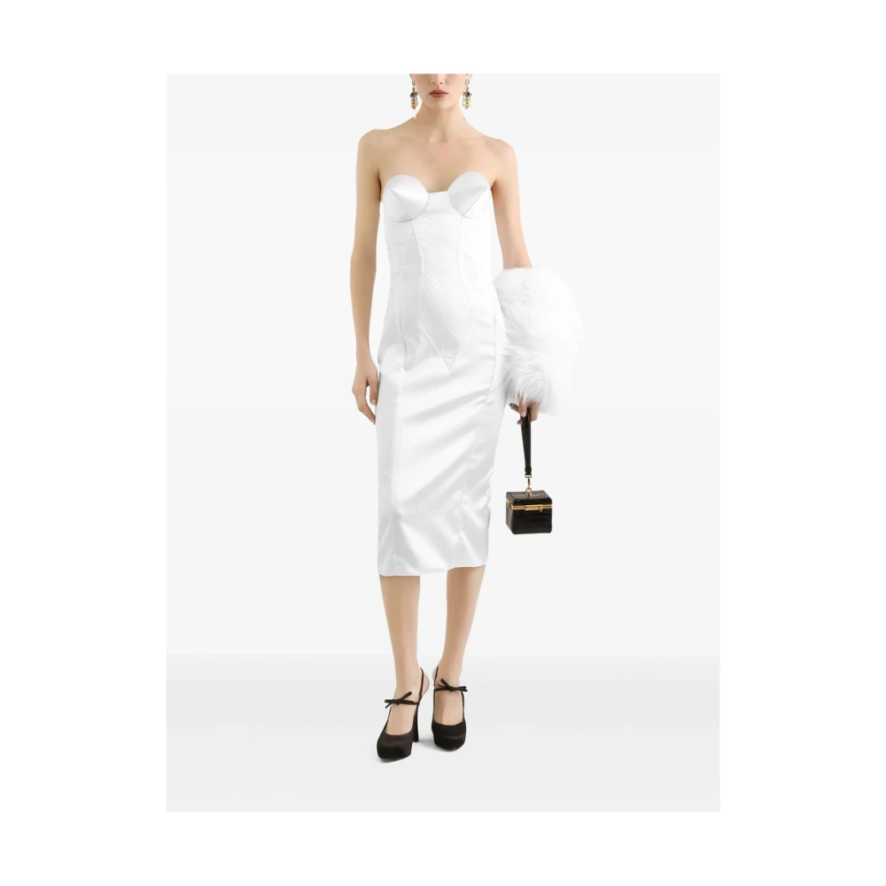 Dolce & Gabbana Witte Bustier Jurk met Vetersluiting White Dames