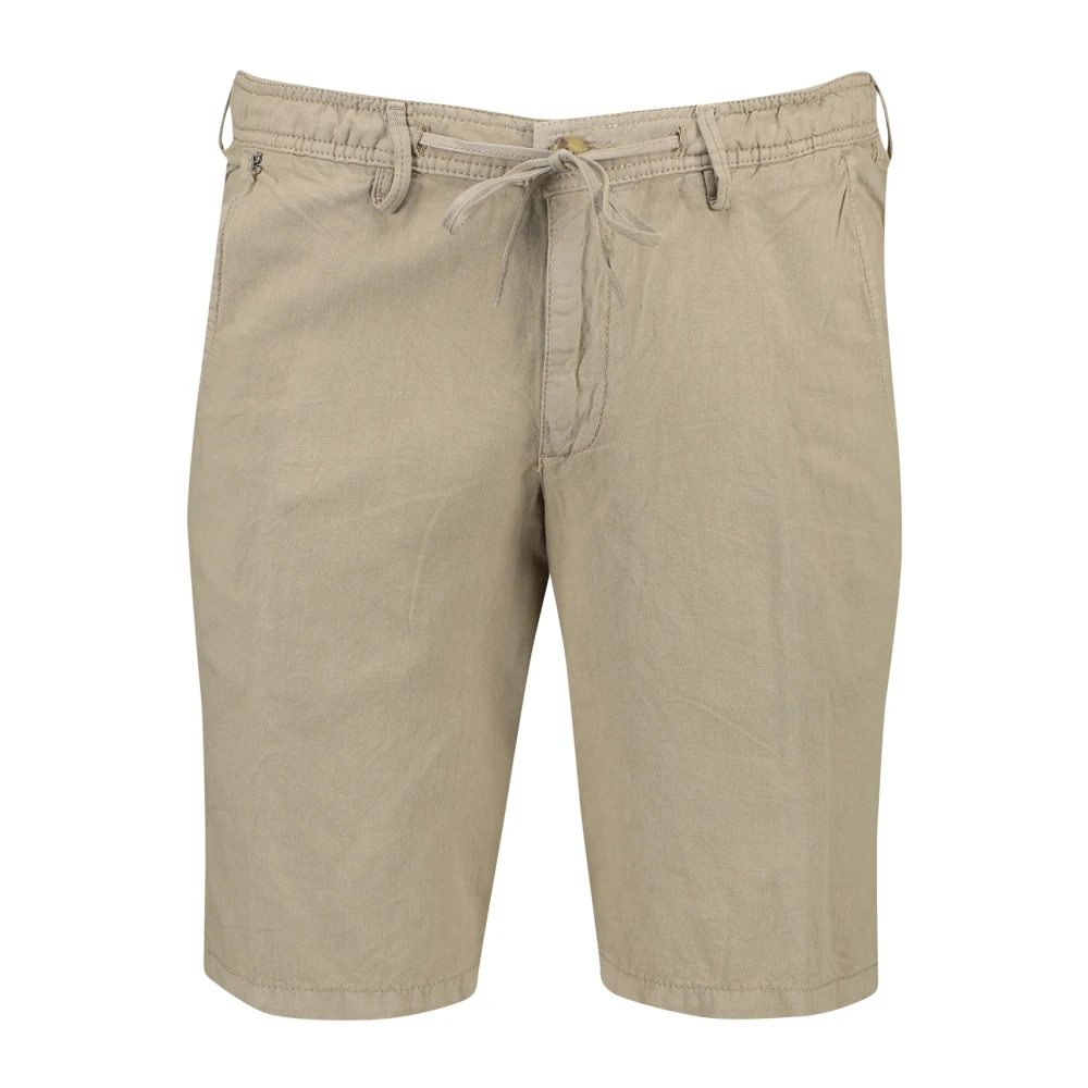 Gardeur Beige Gestreepte Shorts NorHeren Pasvorm Katoen Linnen Beige Heren