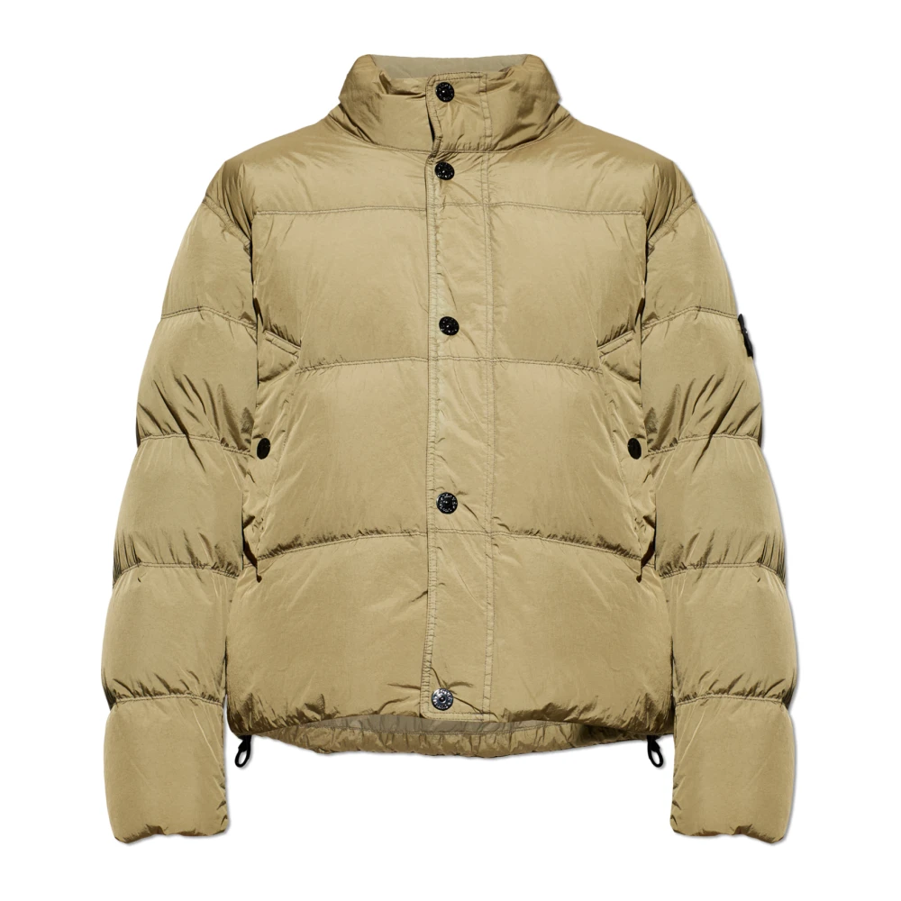 Stone Island Beige Dunjacka Med Ståkrage