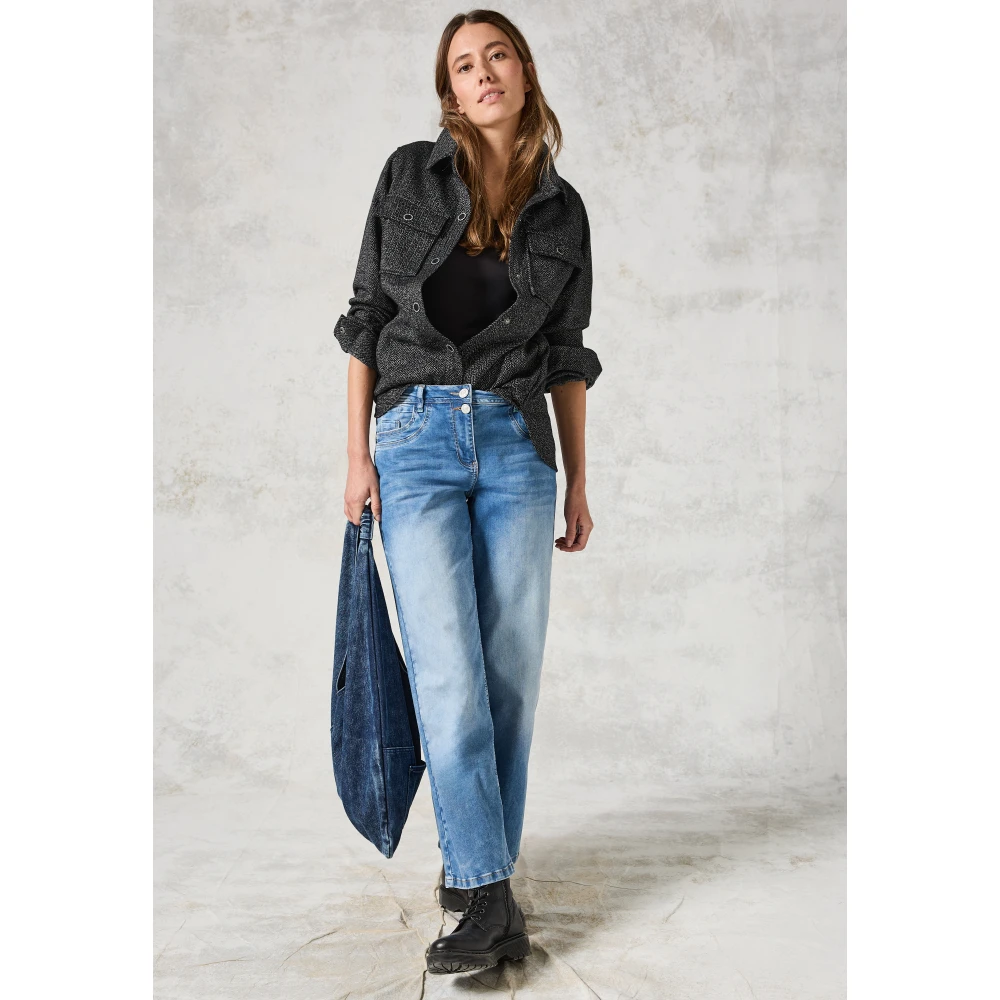 cecil Gewatteerd Overshirt met Capuchon en Zakken Black Dames