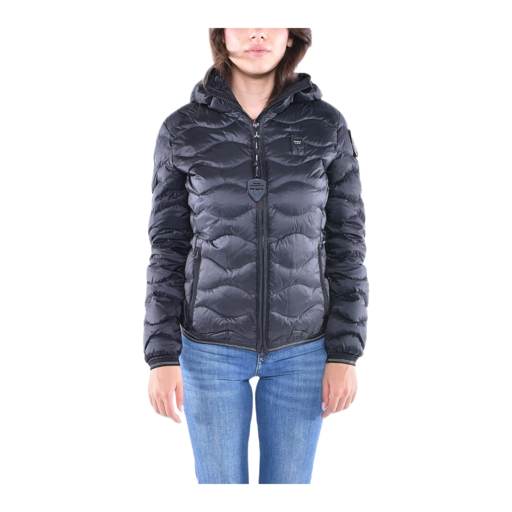 Blauer Gewatteerde capuchonjas Black Dames