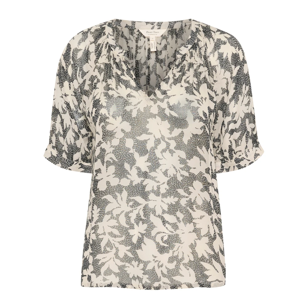 Part Two Zwart Stitch Leaf Print Blouse Multicolor Dames