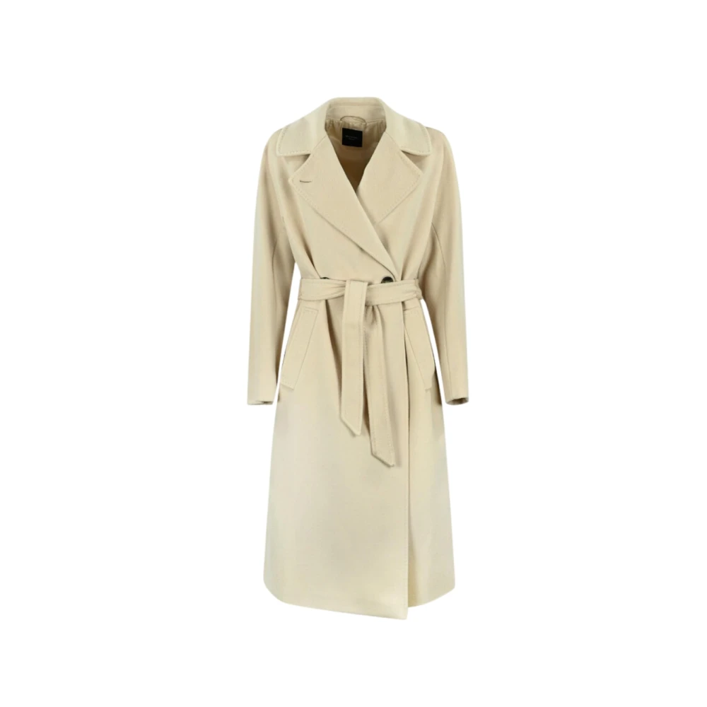 Max Mara Beige Belted Coats, Female, 4XS, Wool Coat Resina Double-Breasted
