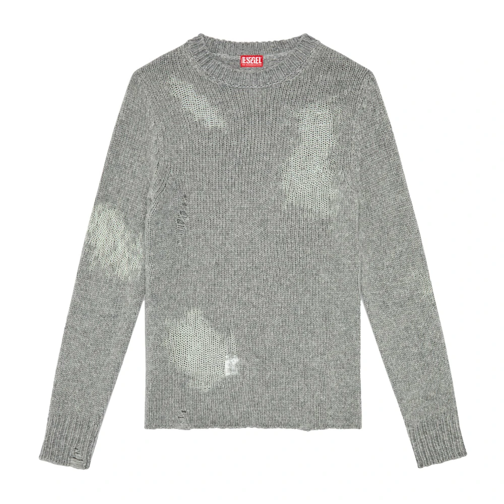 Diesel Mesh Detail Wollen Trui Gray Heren
