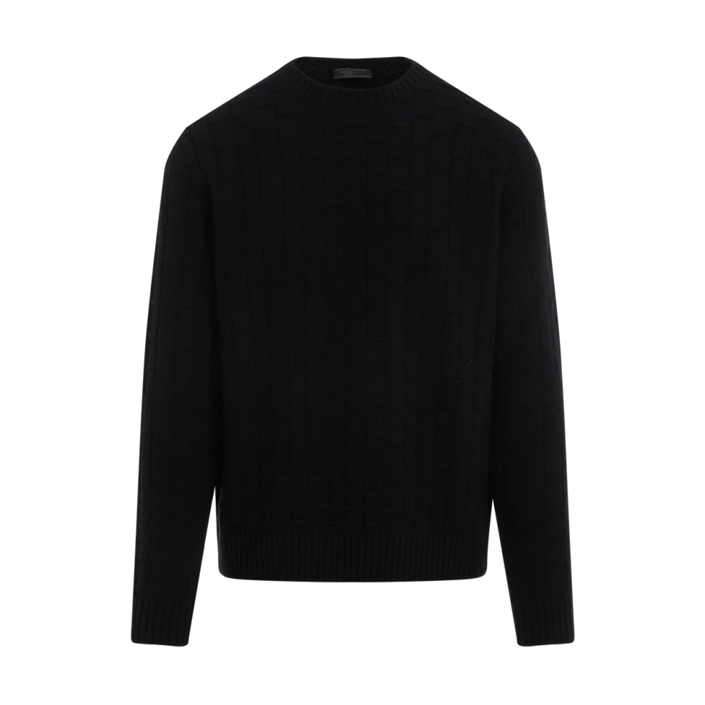 Prada Men's Blue Wool-Cashmere Crewneck Sweater
