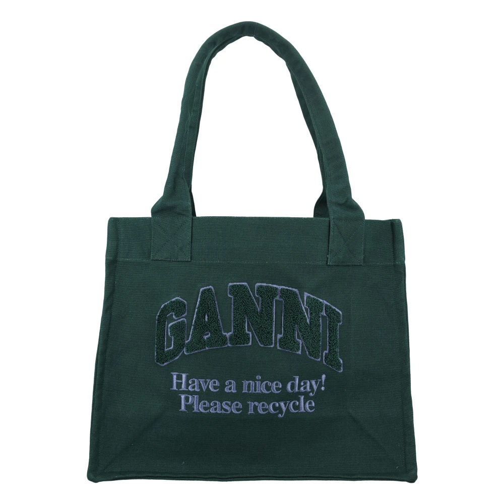 Ganni Bosnacht Handtas Easy Shopper Green Dames