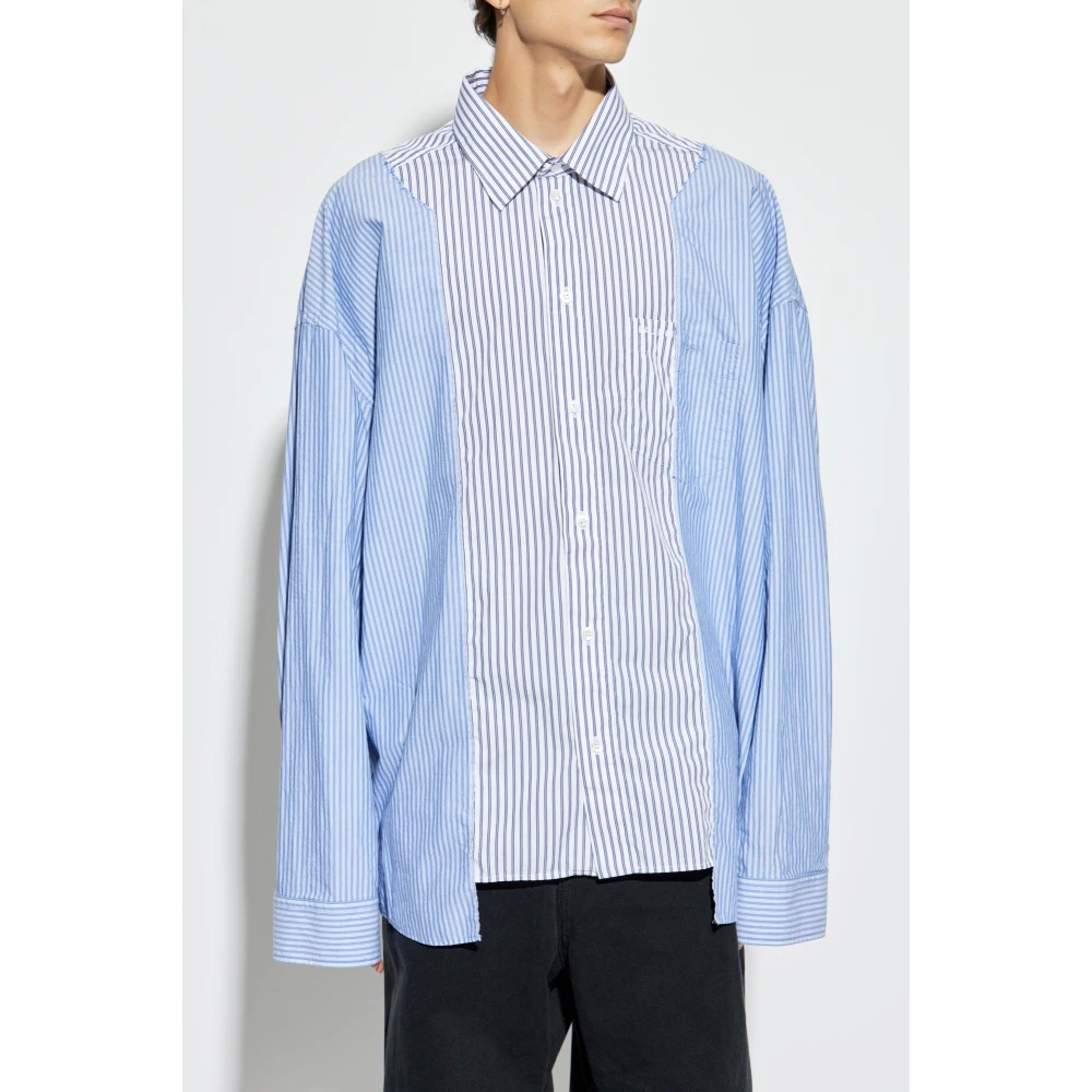 Balenciaga Overhemd met gestreept patroon Blue Heren
