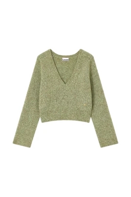 Borstad Mohair Mix Djup V-ringad Tröja