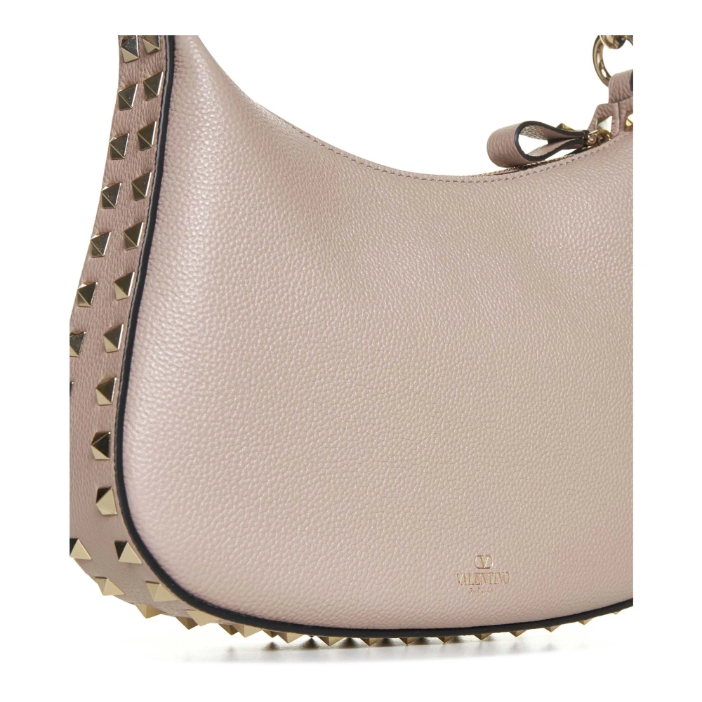 Valentino Garavani Rockstud Blush Pink Leren Hobo Tas Beige Dames