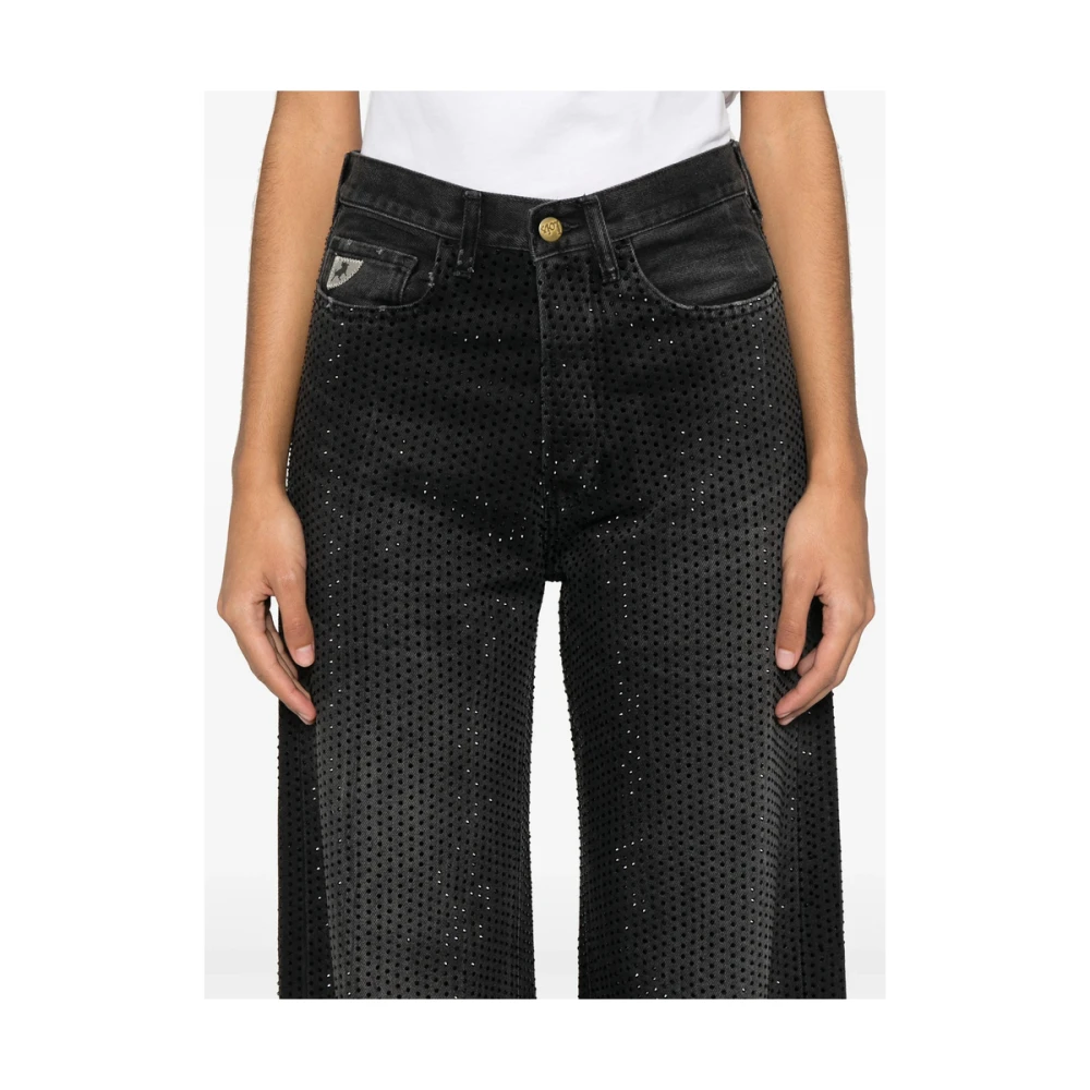 Lois Zwarte Kristalversierde Knoopsluiting Jeans Black Dames
