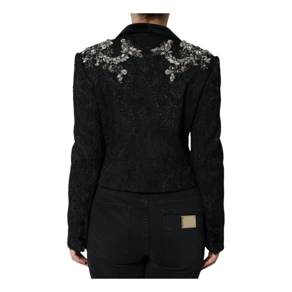 Dolce & Gabbana Kristallen bloemenblazer met zijden voering Black Dames
