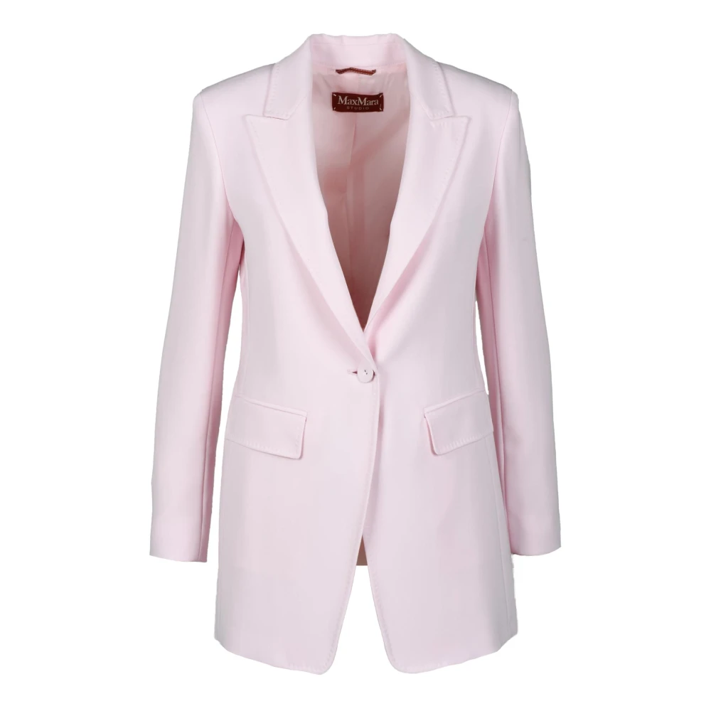 Max Mara Studio Elegante Jas in Triacetaat Polyester Mix Pink Dames