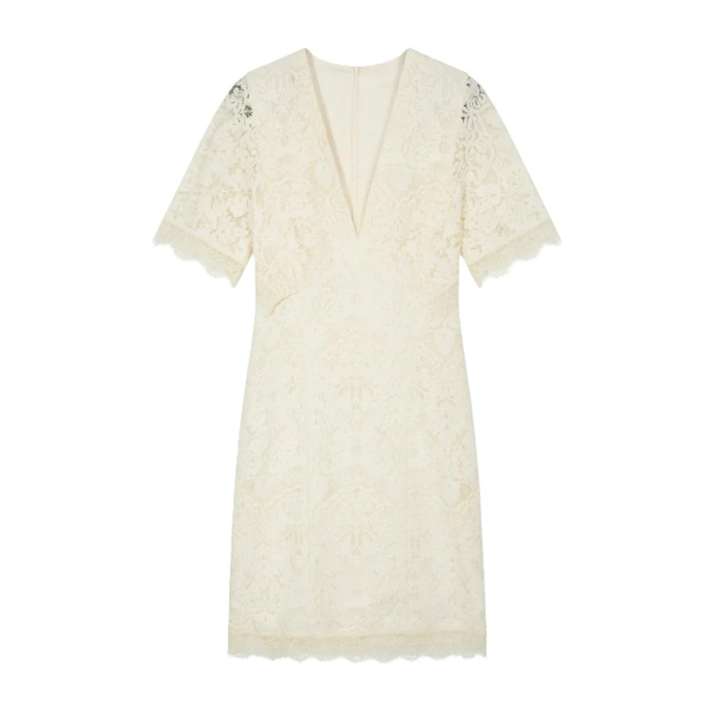 Twinset Women's White Midi Dresses, S, Lace Short Dress