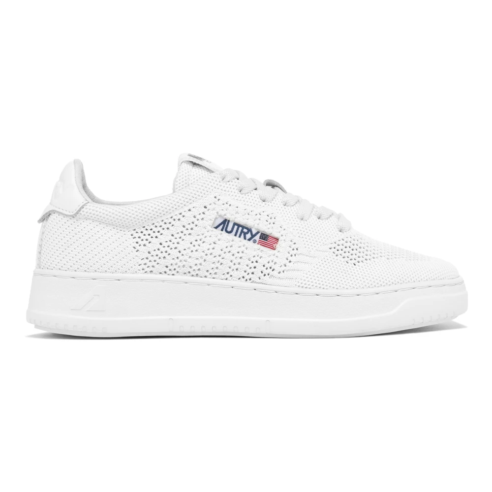 Autry Witte Stof Leren Rubberen Sneakers Dames Schoenen
