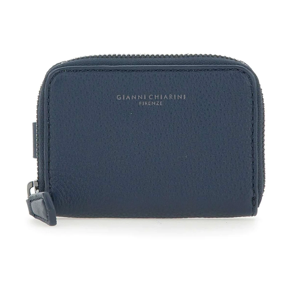 Gianni Chiarini Middernachtblauwe Leren Portemonnee met Rits Blue Heren