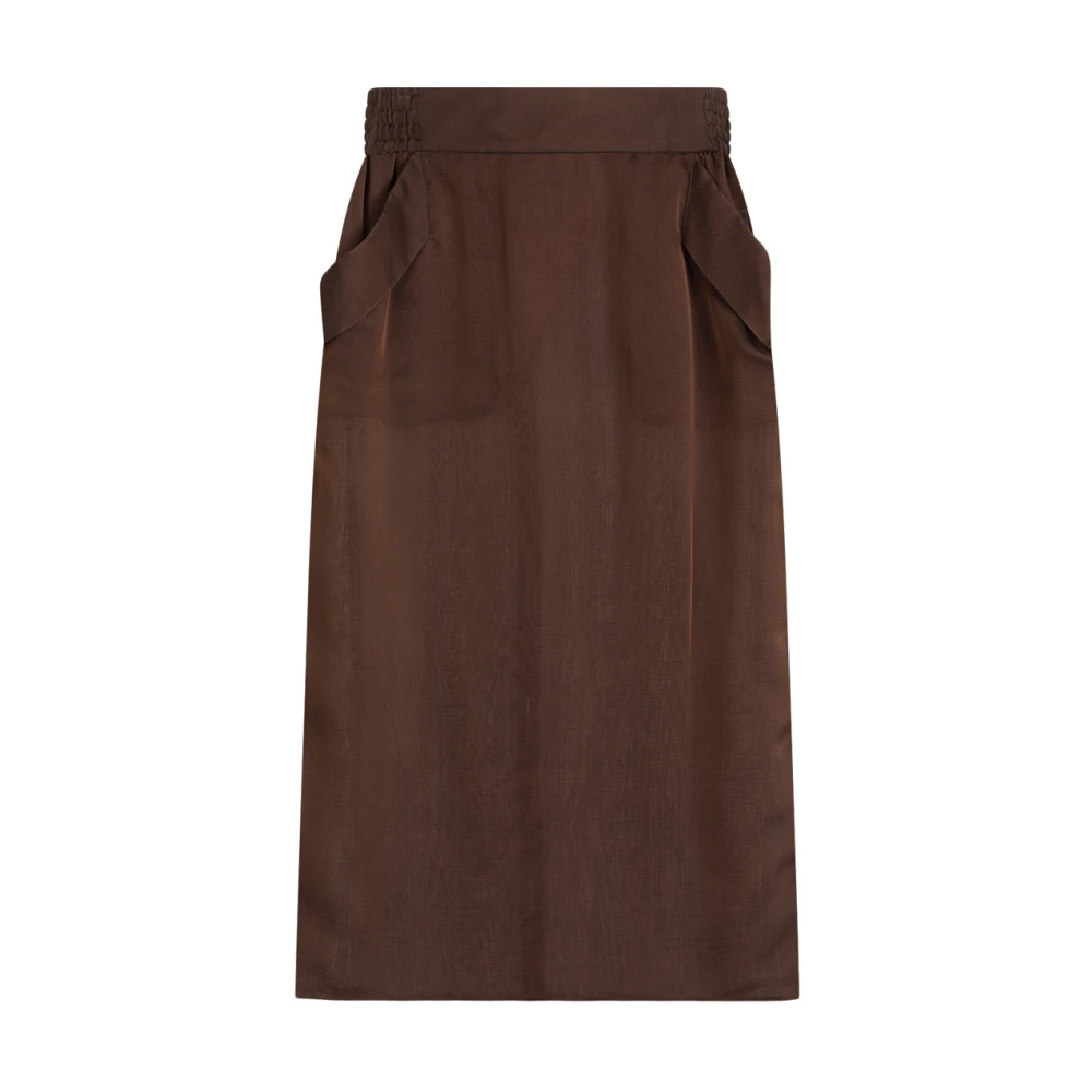 Saint Laurent Zijden Midi Rok Brown Dames