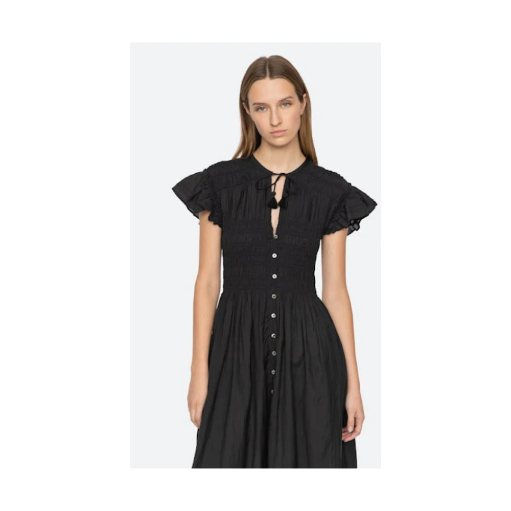 Sea NY Bloemenkatoenen jurk met kwastjes Black Dames