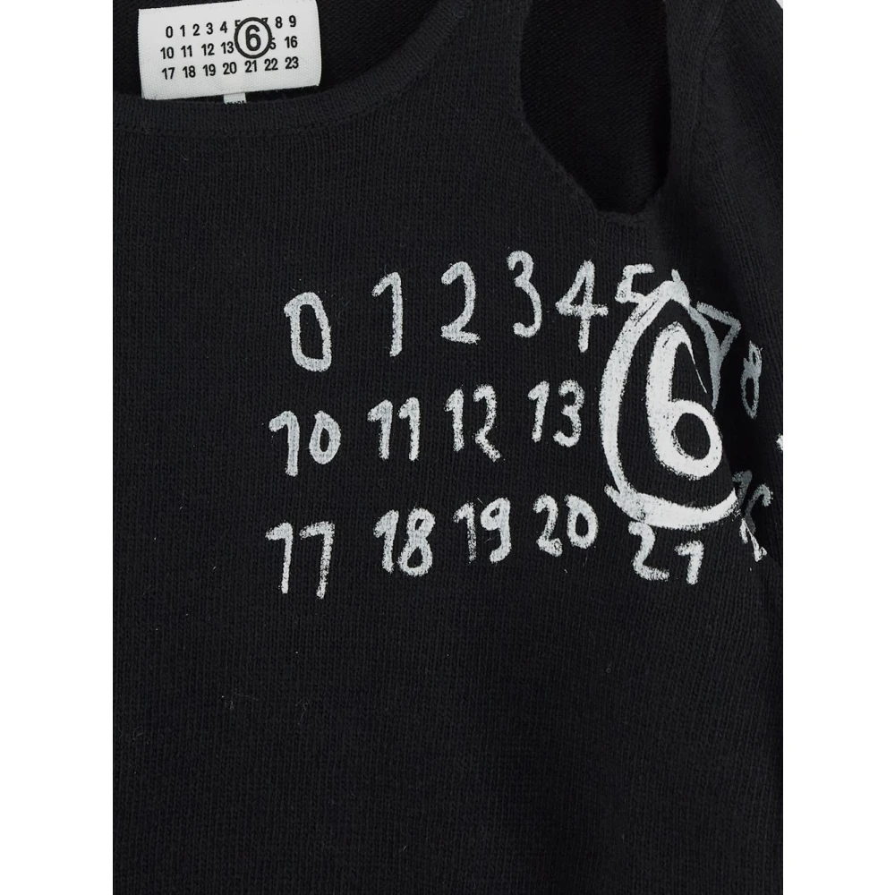 MM6 Maison Margiela Wol gebreide trui met logo Black Dames